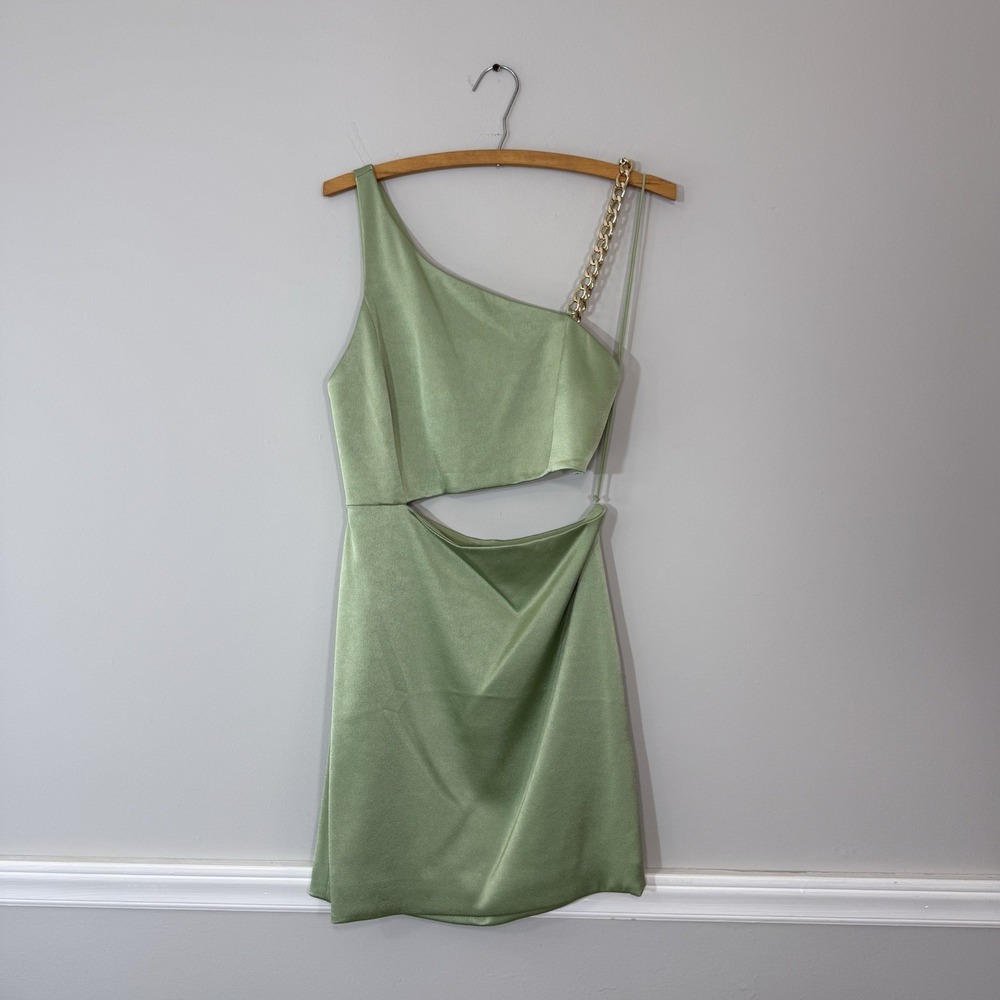 NWT Alice + Olivia Revolve Women's Green One-Shoulder Cutout Karoline Dress 2 - Picture 6 of 15